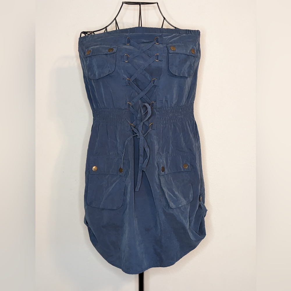 Blue Bird Blue Mini Tube Strapless Dress Size M